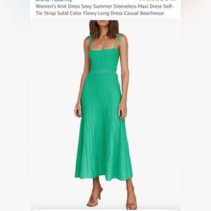 NEW-2026 All Sizes  
Sea Green Maxi Dress
Spaghetti Strap & Textured